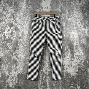Rag & Bone High Rise Ankle Black & White Stripe Skinny Jeans Size 28